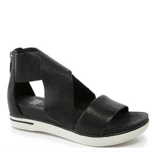 Eileen FisherSport Criss Cross Tumbled Leather Banded Platform Sandals Sz10